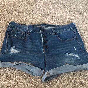 Old Navy Boyfriend Mis-Rise Dark Blue Jean Shorts